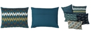 Mod Lifestyles Holiday Blue Colletction Chevron Beads Emboridery Lumbar Pillow, 13 X 18"